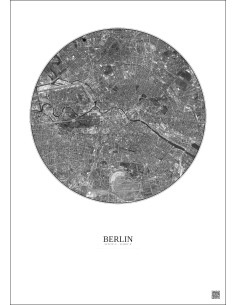 Affiche Berlin – Poster vue satellite 6km N&B | Gravura – Fond clair 2