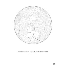 Affiche Kathmandu Metropolitan City – Poster carte de ville 2.5km | Gravura – Fond clair