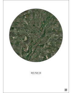 Affiche Munich – Poster vue satellite 5km Couleur | Gravura – Fond clair 2