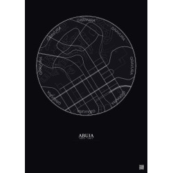 Affiche Abuja – Poster carte de ville 2.5km | Gravura – Fond foncé