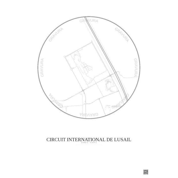 Affiche Circuit International De Lusail – Poster carte de ville 2.5km | Gravura – Fond clair