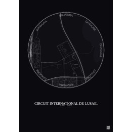 Affiche Circuit International De Lusail – Poster carte de ville 5km | Gravura – Fond foncé