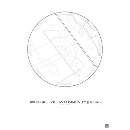 Affiche 180 Degree Villas Community – Poster carte de ville 1km | Gravura – Fond clair