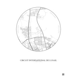Affiche Circuit International De Lusail – Poster carte de ville 10km | Gravura – Fond clair