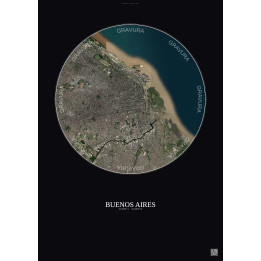 Buenos Aires Satellite View Poster 10km Color | Gravura – Dark background
