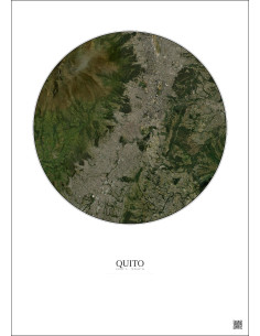 Affiche Quito – Poster vue satellite 10km Couleur | Gravura – Fond clair 2