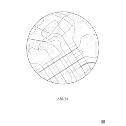 Affiche Abuja – Poster carte de ville 2.5km | Gravura – Fond clair