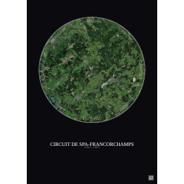 Affiche Circuit De Spa Francorchamps – Poster vue satellite 10km Couleur | Gravura – Fond foncé