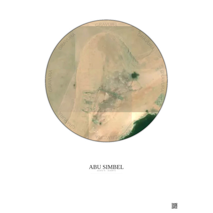 Abu Simbel Satellite View Poster 0.1km Color | Gravura – Light background