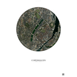 Copenhagen Satellite View Poster 2.5km Color | Gravura – Light background