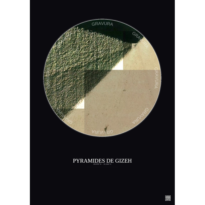 Affiche Pyramides De Gizeh – Poster vue satellite 0.1km Couleur | Gravura – Fond foncé