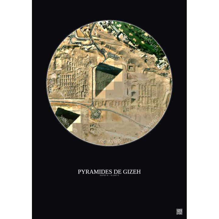 Pyramides De Gizeh Satellite View Poster 0.5km Color | Gravura – Dark background