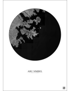 Abu Simbel Satellite View Poster 2.5km B&W | Gravura – Light background 2
