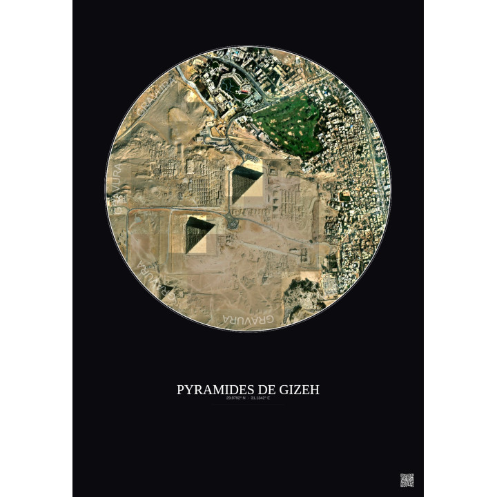 Pyramides De Gizeh Satellite View Poster 1km Color | Gravura – Dark background