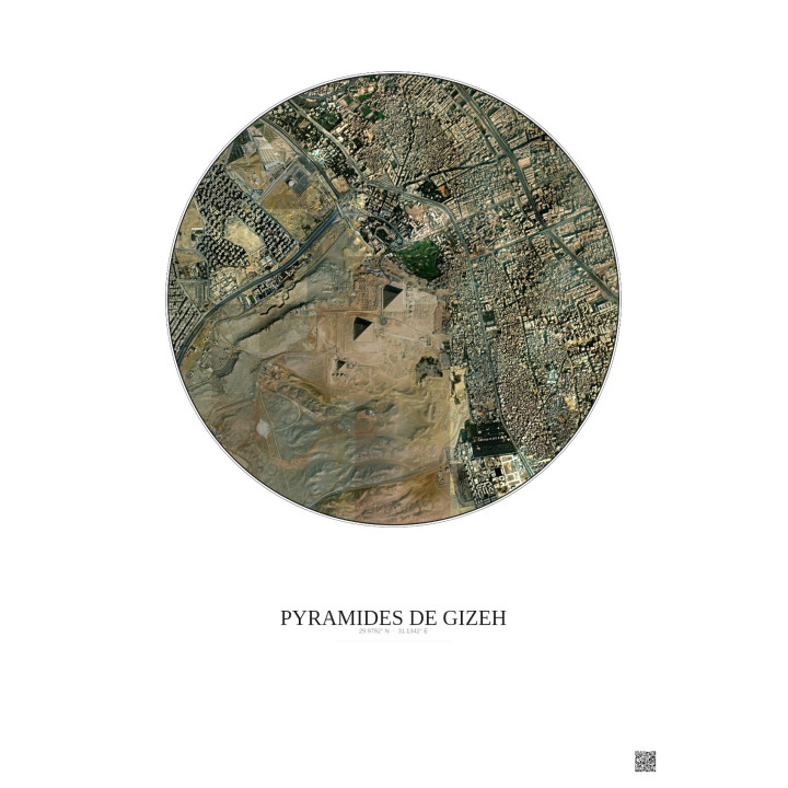 Pyramides De Gizeh Satellite View Poster 2.5km Color | Gravura – Light background