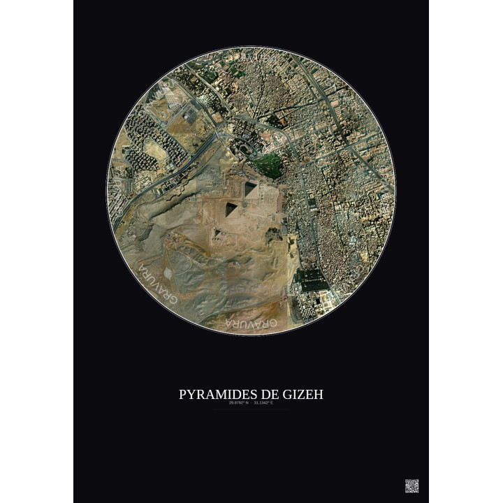 Pyramides De Gizeh Satellite View Poster 2.5km Color | Gravura – Dark background