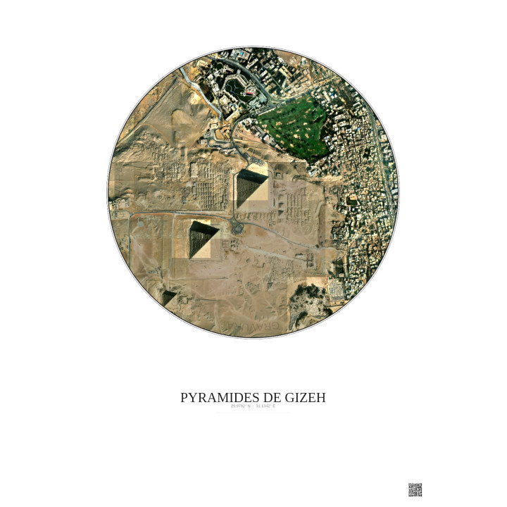 Pyramides De Gizeh Satellite View Poster 1km Color | Gravura – Light background