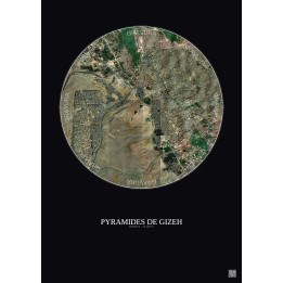 Affiche Pyramides De Gizeh – Poster vue satellite 5km Couleur | Gravura – Fond foncé