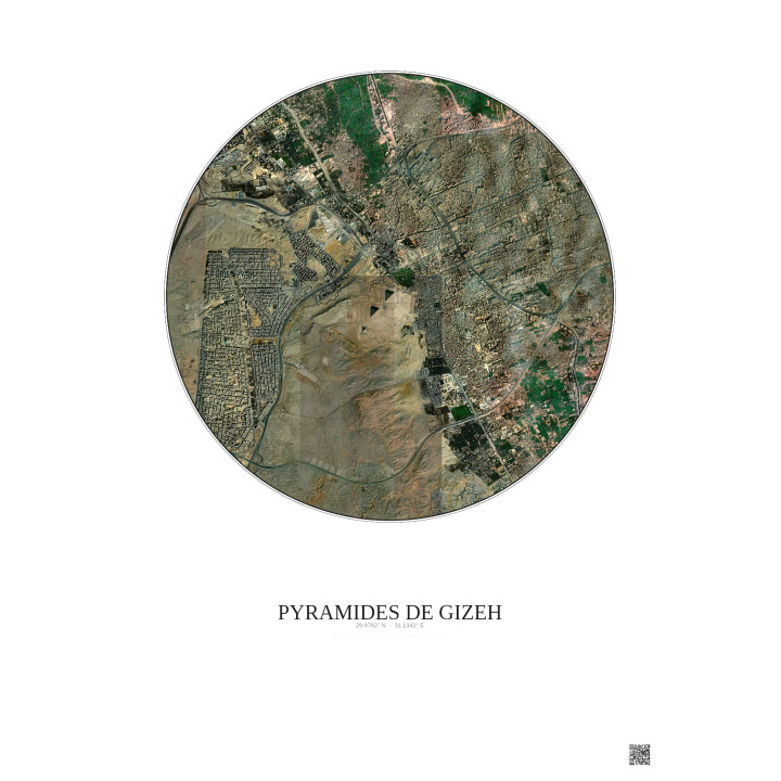 Pyramides De Gizeh Satellite View Poster 5km Color | Gravura – Light background