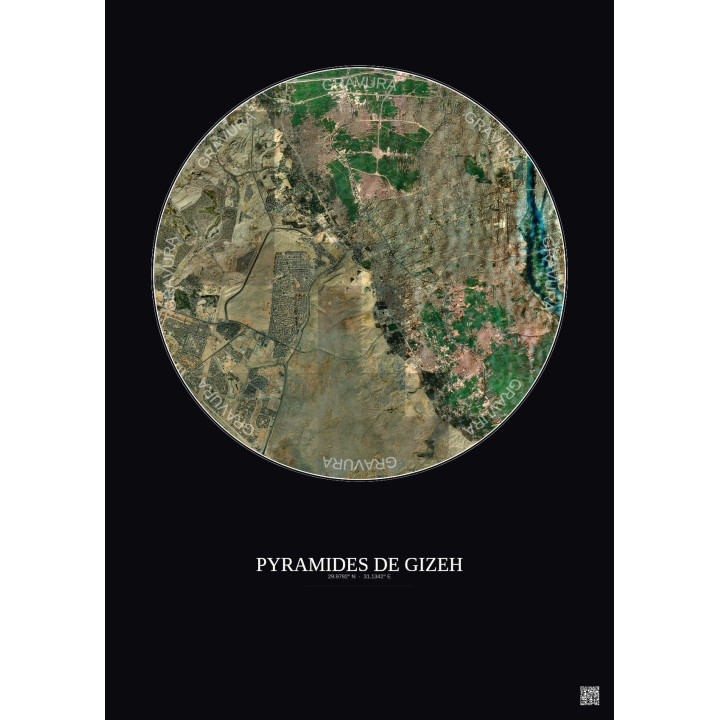 Pyramides De Gizeh Satellite View Poster 10km Color | Gravura – Dark background