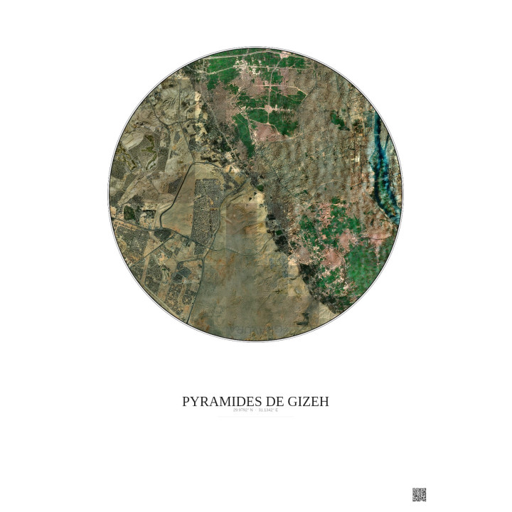 Pyramides De Gizeh Satellite View Poster 10km Color | Gravura – Light background