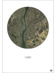 Affiche Cairo – Poster vue satellite 6km Couleur | Gravura – Fond clair 2