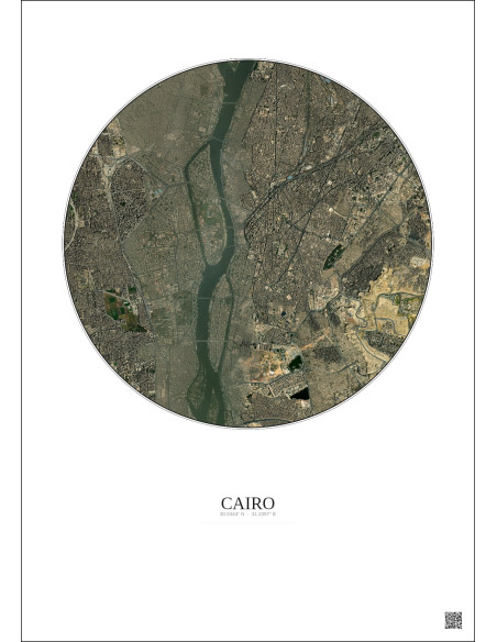 Affiche Cairo – Poster vue satellite 6km Couleur | Gravura – Fond clair