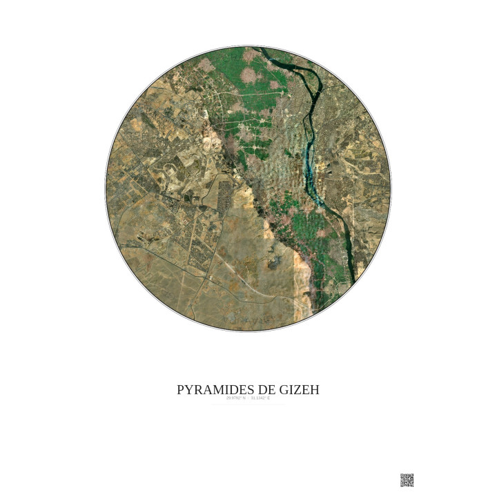 Pyramides De Gizeh Satellite View Poster 20km Color | Gravura – Light background