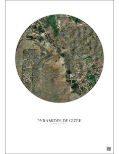 Affiche Pyramides De Gizeh – Poster vue satellite 5km Couleur | Gravura – Fond clair 2