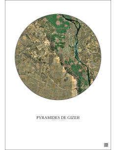 Pyramides De Gizeh Satellite View Poster 20km Color | Gravura – Light background 2