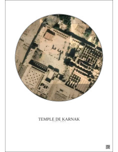 Affiche Temple De Karnak – Poster vue satellite 0.1km Couleur | Gravura – Fond clair