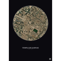 Affiche Temple De Karnak – Poster vue satellite 0.5km Couleur | Gravura – Fond foncé