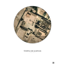 Affiche Temple De Karnak – Poster vue satellite 0.1km Couleur | Gravura – Fond clair
