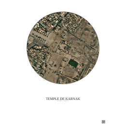 Affiche Temple De Karnak – Poster vue satellite 0.5km Couleur | Gravura – Fond clair