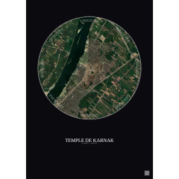 Temple De Karnak Satellite View Poster 2.5km Color | Gravura – Dark background