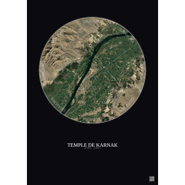 Temple De Karnak Satellite View Poster 10km Color | Gravura – Dark background
