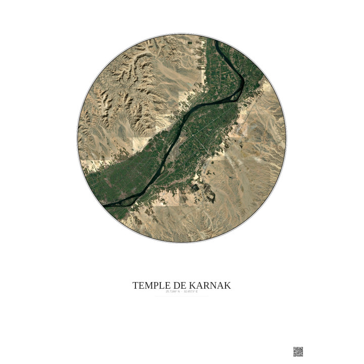 Temple De Karnak Satellite View Poster 20km Color | Gravura – Light background