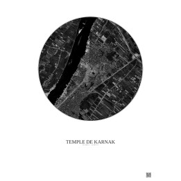 Affiche Temple De Karnak – Poster vue satellite 2.5km N&B | Gravura – Fond clair