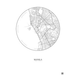 Affiche Manila – Poster carte de ville 6km | Gravura – Fond clair