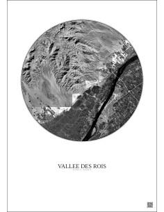 Vallee Des Rois Satellite View Poster 10km B&W | Gravura – Light background 2