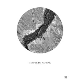 Affiche Temple De Karnak – Poster vue satellite 30km N&B | Gravura – Fond clair