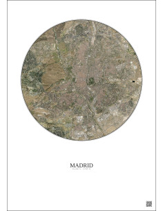 Affiche Madrid – Poster vue satellite 10km Couleur | Gravura – Fond clair 2