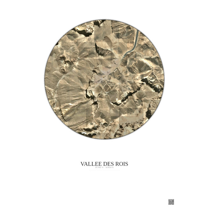 Affiche Vallee Des Rois – Poster vue satellite 0.5km Couleur | Gravura – Fond clair