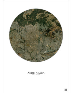 Affiche Addis Ababa – Poster vue satellite 10km Couleur | Gravura – Fond clair 2