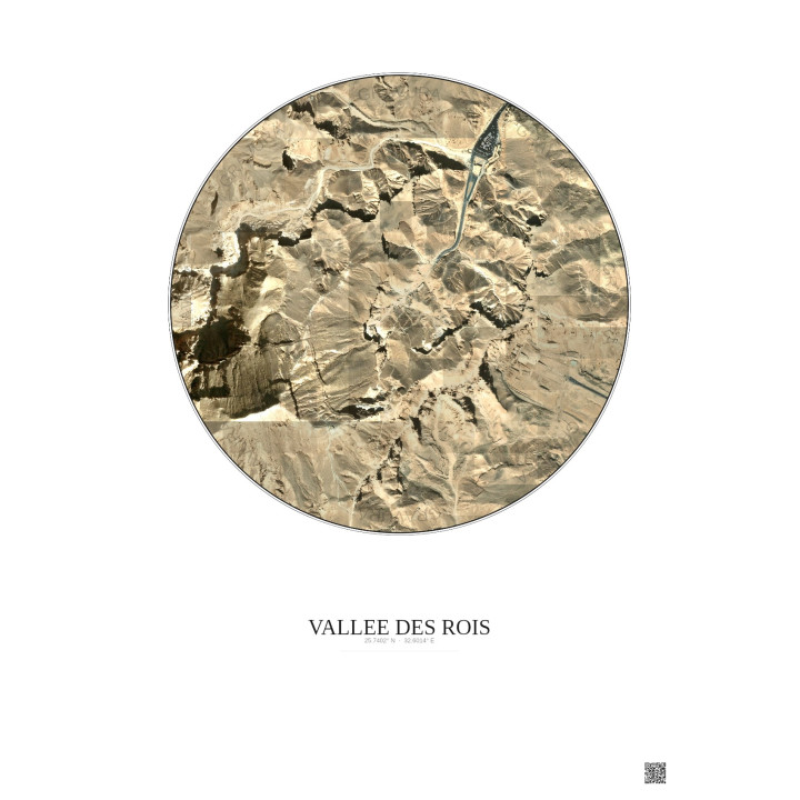 Affiche Vallee Des Rois – Poster vue satellite 1km Couleur | Gravura – Fond clair
