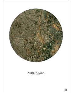 Addis Ababa Satellite View Poster 2.5km Color | Gravura – Light background 2