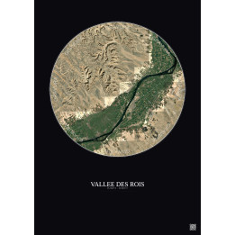 Affiche Vallee Des Rois – Poster vue satellite 20km Couleur | Gravura – Fond foncé