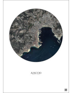 Ajaccio Satellite View Poster 2.5km Color | Gravura – Light background 2