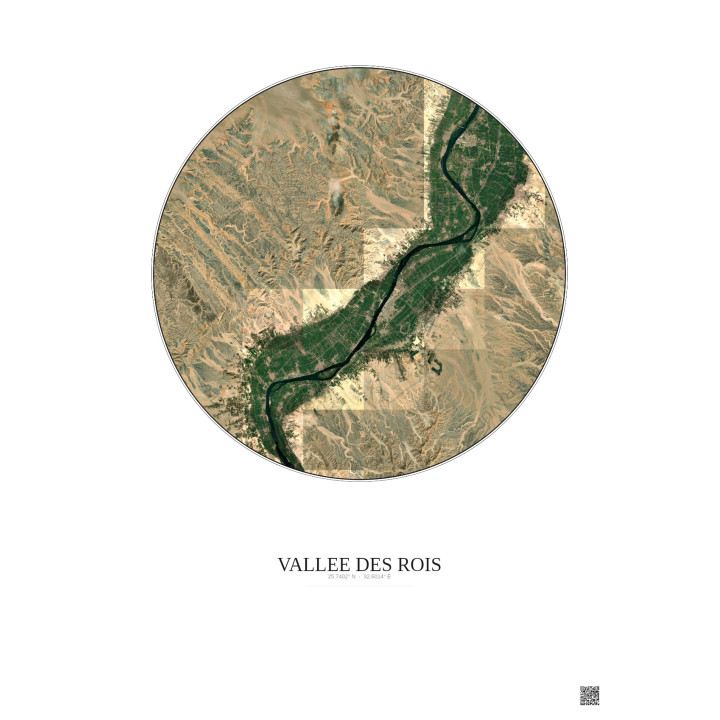Affiche Vallee Des Rois – Poster vue satellite 30km Couleur | Gravura – Fond clair