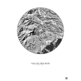 Affiche Vallee Des Rois – Poster vue satellite 2.5km N&B | Gravura – Fond clair